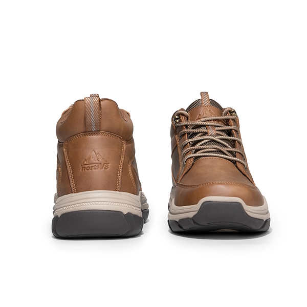 Men's Lightweight Vegan Leather Hiking Boots - LIGHT BROWN - 3